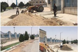 رفع عیوب سنگ فرش میدان ایرانی اسلامی کوثر در جهت تسهیل عبور و مرور در این میدان توسط شهرداری و شورای اسلامی شهر